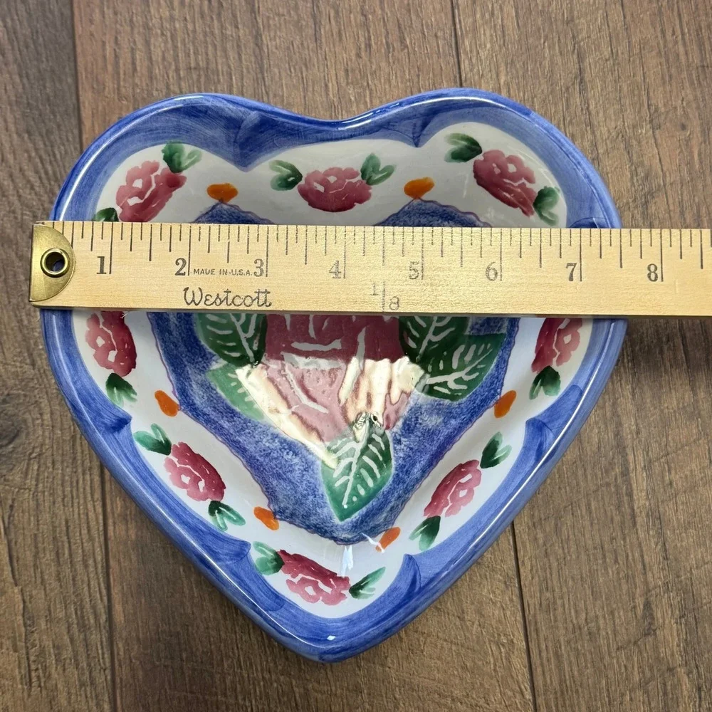 Ancora Italy Hand Painted‎ Heart Shaped Ceramic Bowl 7.5
